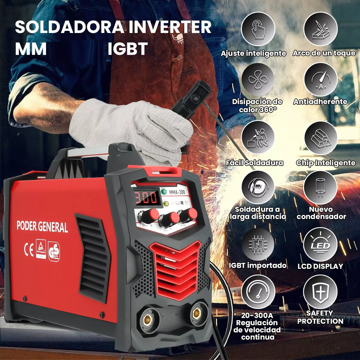 Soldadora Inverter Mma-300a Máquina De Soldar Portátil 110v