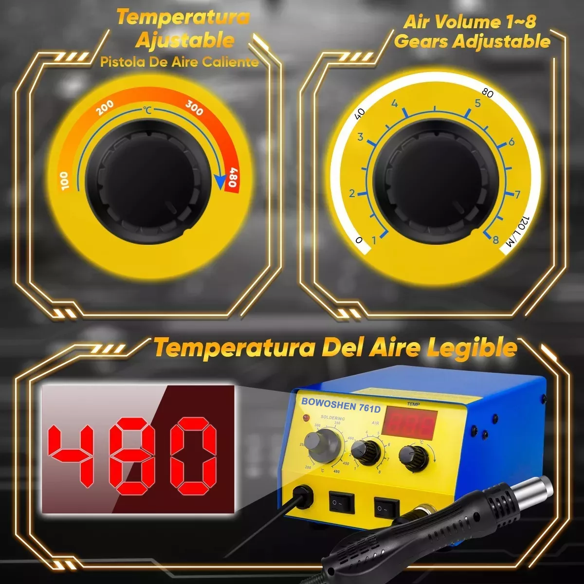 Estación De Soldadura 2 En 1 Con Pistola De Calor Y Cautín