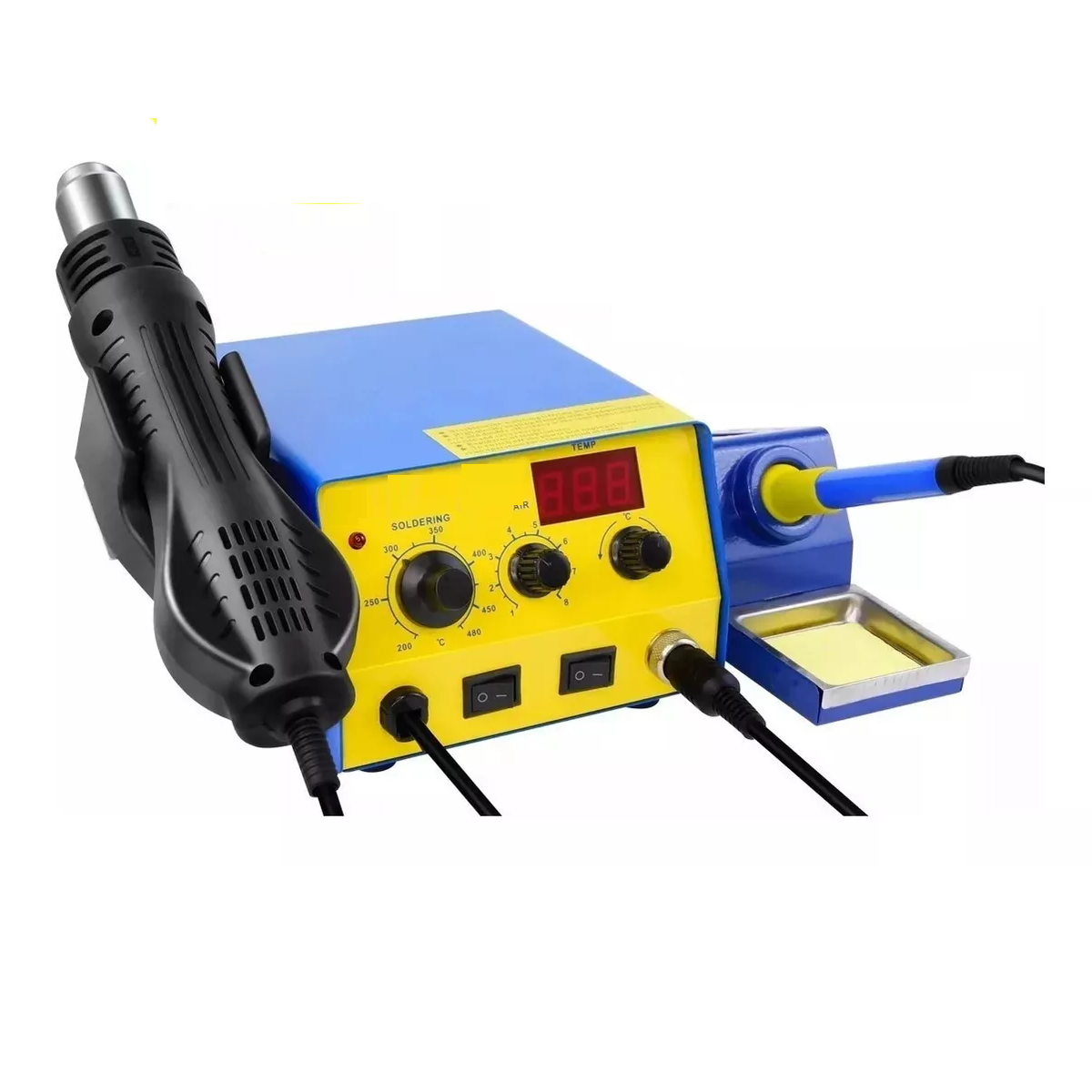 Estación De Soldadura 2 En 1 Con Pistola De Calor Y Cautín