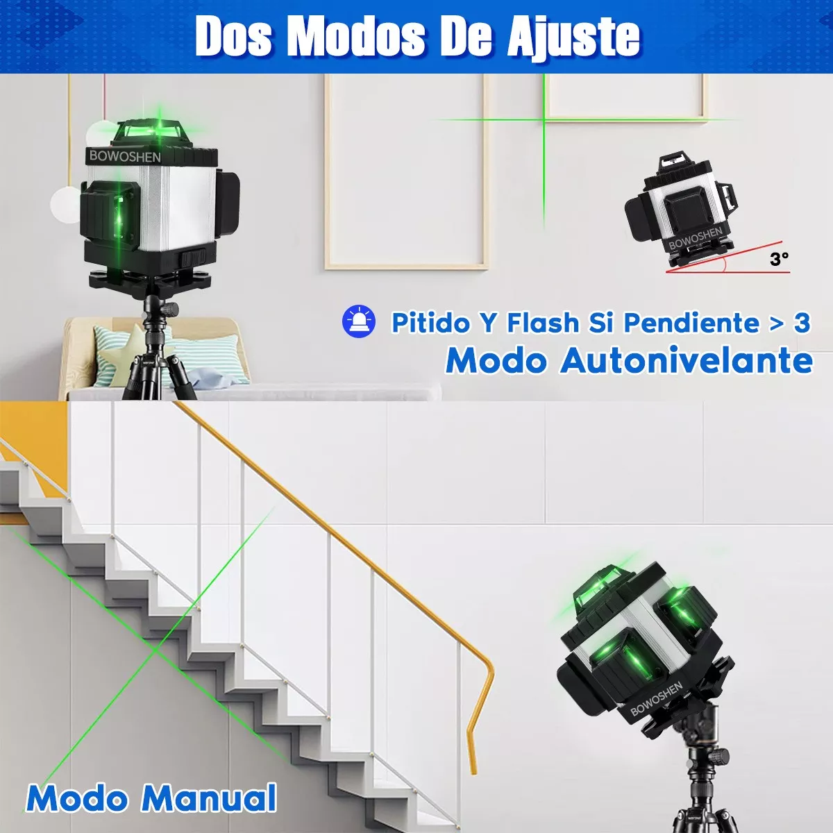 Nivel Láser 16 Líneas Con 2 Baterías Y Control Remoto 360°