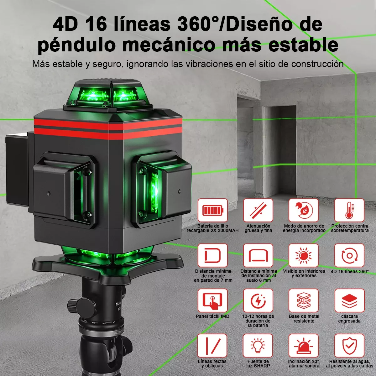 Niveles Laser 4d 3° Autonivelante Pantalla Digital 16 Lineas