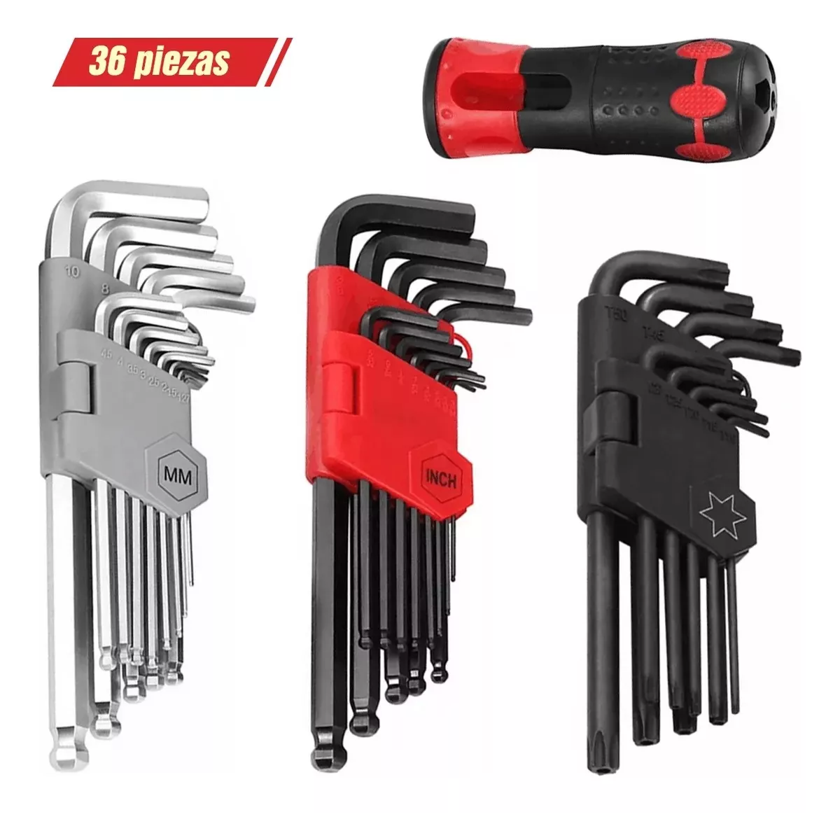 Juego De Llaves Allen Pulgadas Y Métricas 36Pzas