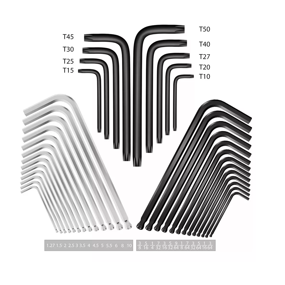 Juego De Llaves Allen Pulgadas Y Métricas 36Pzas