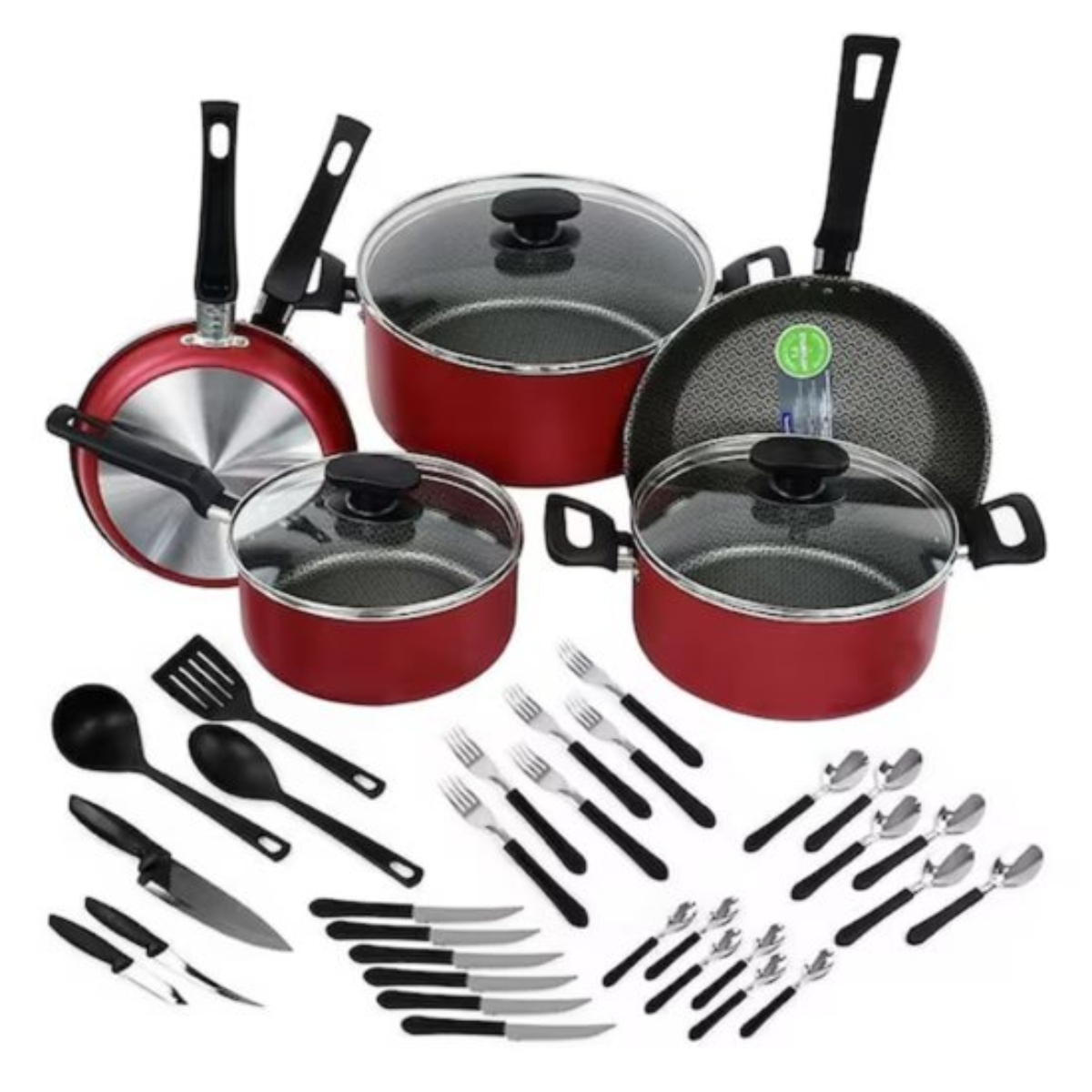 Batería de Cocina Tramontina 20399/779 + Cuchillos + Ollas de Chef 38 Pzas Roja ENDY4
