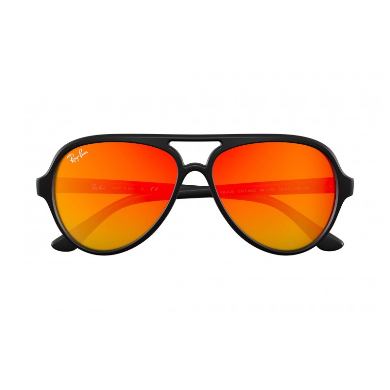 Lentes de sol Ray Ban Rb4125 601S69 Cats 5000 Naranja Espejo Negro Mate