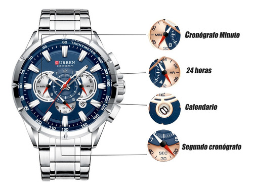 Reloj De Cuarzo Curren 8363 Con Correa De Acero Inoxidable