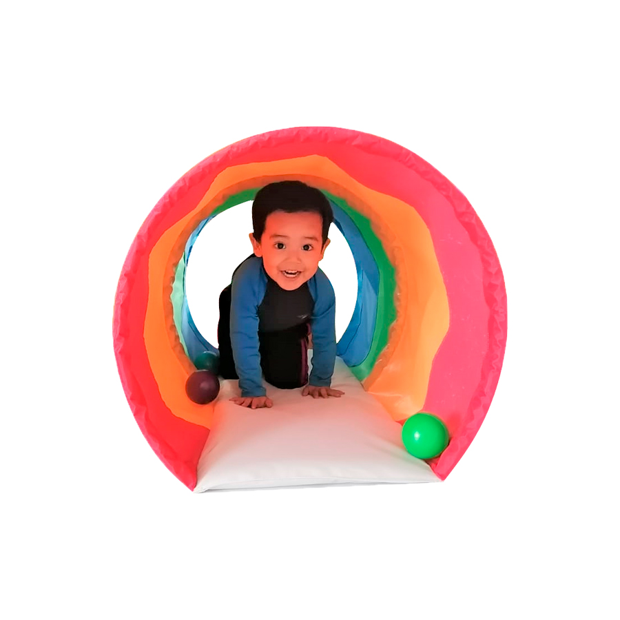 Túnel Con Colchoneta 4 Secciones  200*60cm Desarrollo Infantil Multicolor 