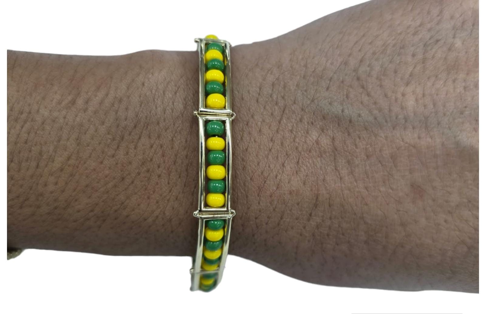 Pulsera de Proteccion Orula Verde & amarillo Oro 10K 