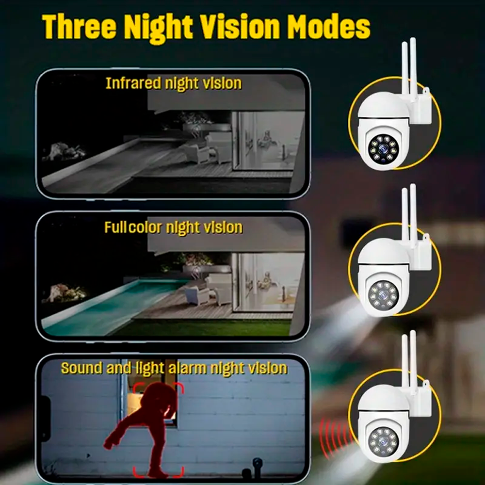 Cámara De Seguridad Wifi Exterior 360 Visión Nocturna 5g ConTarjeta de 64 GB Mas Timbre Inteligente 2 En 1 Con Cámara De Video.