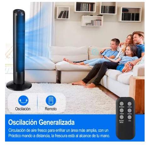 Ventilador De Torre Silencioso Giratorio Con Control Remoto T