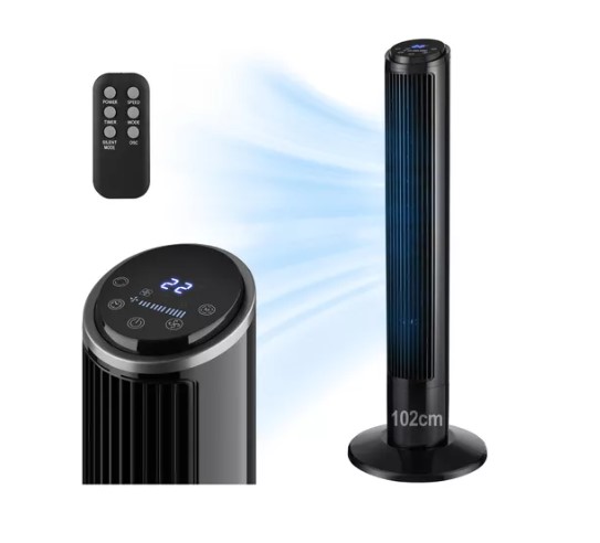 Ventilador De Torre Silencioso Giratorio Con Control Remoto T