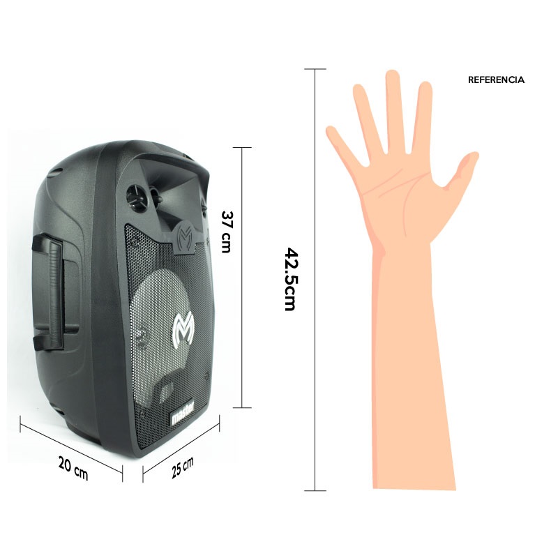 Master Bocina Bafle Amplificado Portatil Bluetooth de 8 Pulgadas con Accesorios y Tecnología de Enlace Inalambrica TWS 8-TWS