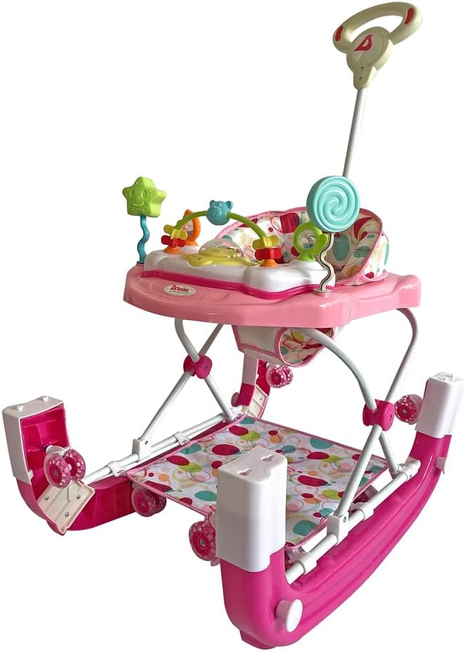 Andadera Mecedora Con Bastón D´bebé 2 En 1 Rocking Pop Rosa