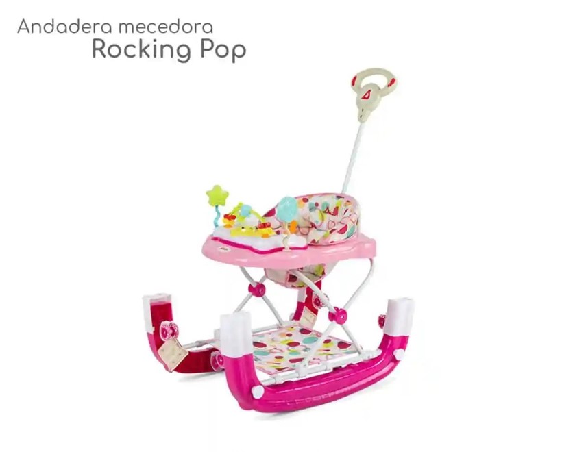 Andadera Mecedora Con Bastón D´bebé 2 En 1 Rocking Pop Rosa