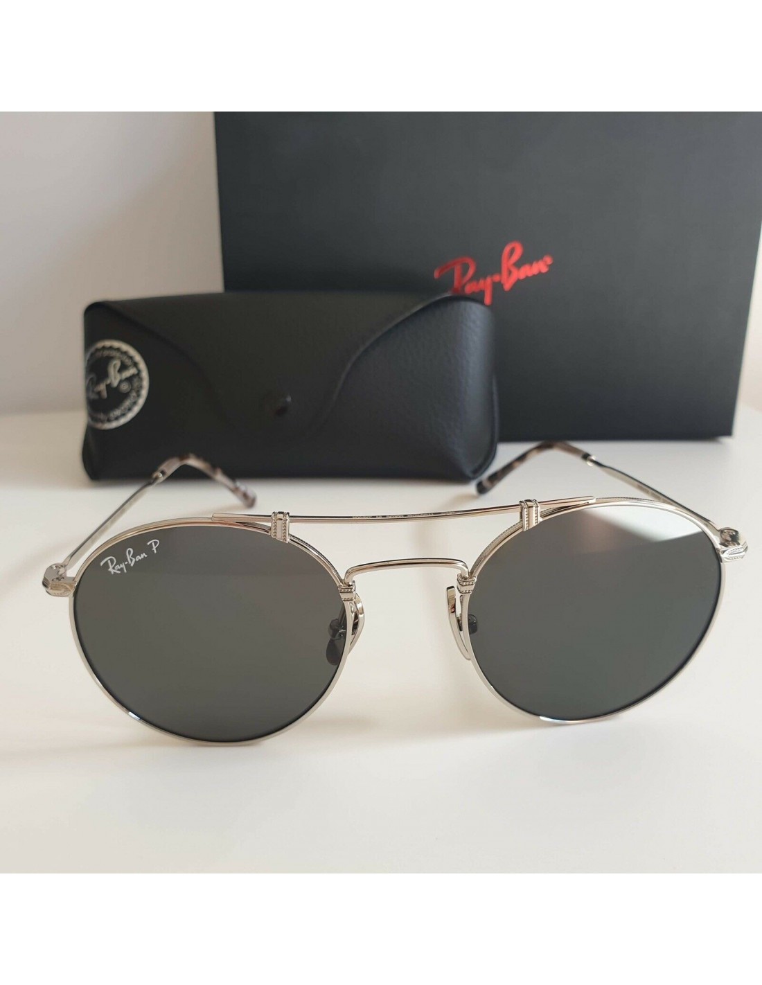 Lentes de sol Ray Ban RB8147M 9165 Round Titanium Negro Polarizado