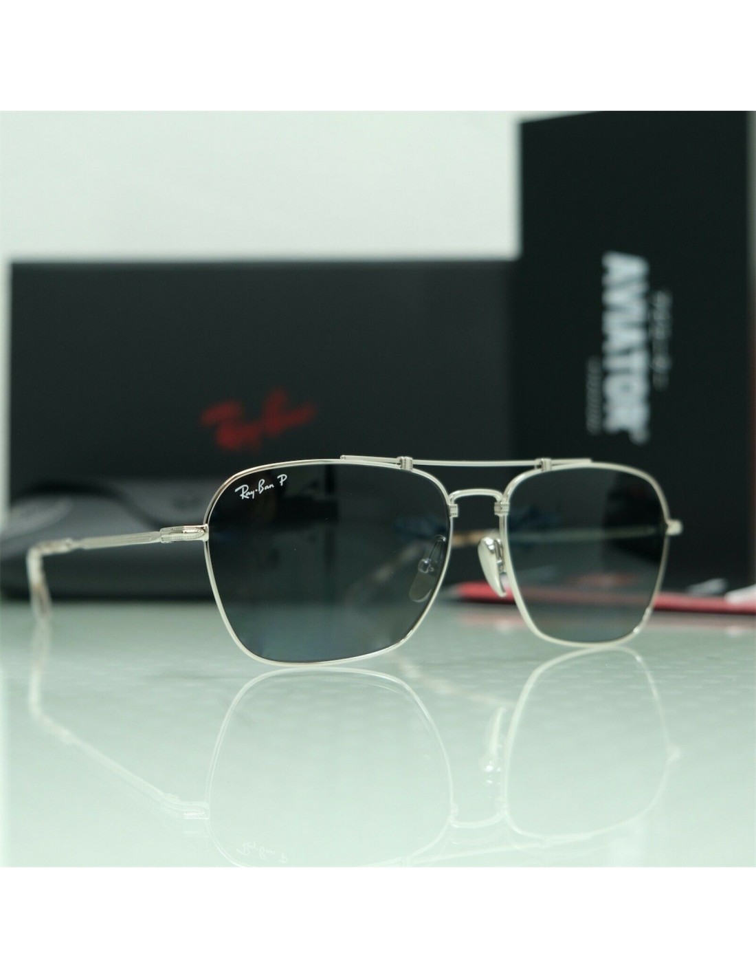 Lentes de sol Ray Ban RB8136M 9165 Caravan Titanium Azul Plata Polarizado