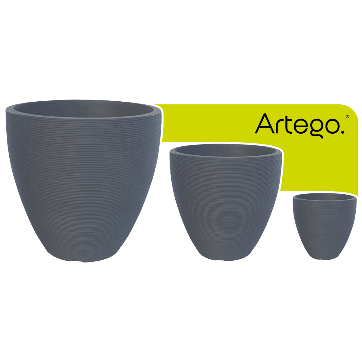 Macetas modernas set de 3 piezas BIG SIZE para exteriores grande ORBITA de Polietileno ultra ligera Artego Japi