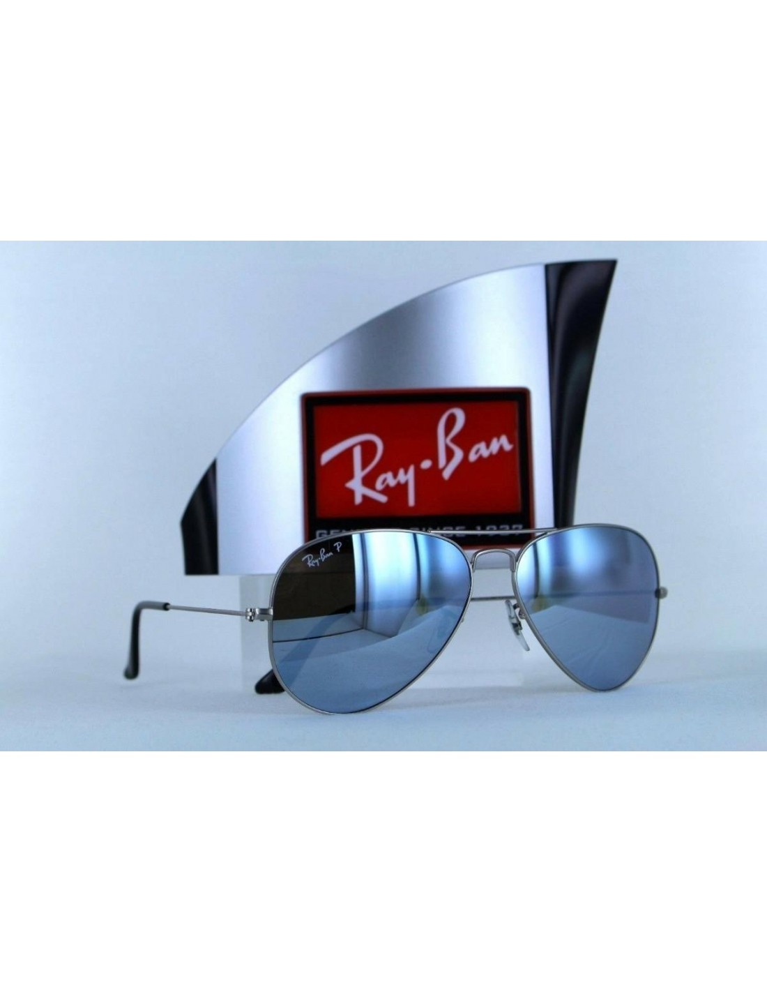 Lentes de sol Ray Ban Rb3025 019/w3 Aviador Polarizado Plata Espejo Gota