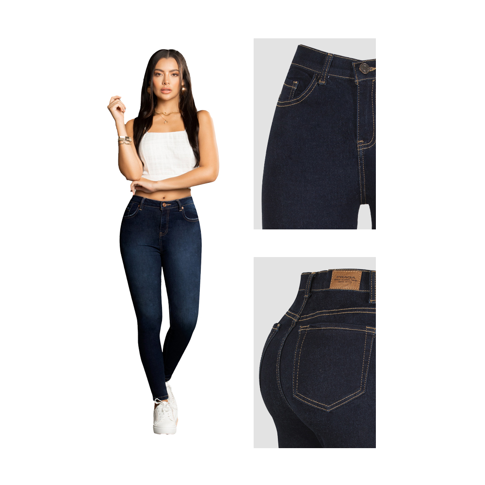 Jeans Pantalon Basico AZUL A Praga Jeans Skinny KBJ-059 .