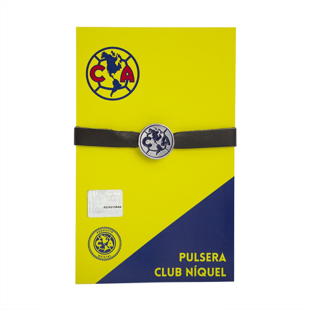 Pulsera de Piel Natural Club América Escudo Níquelado.