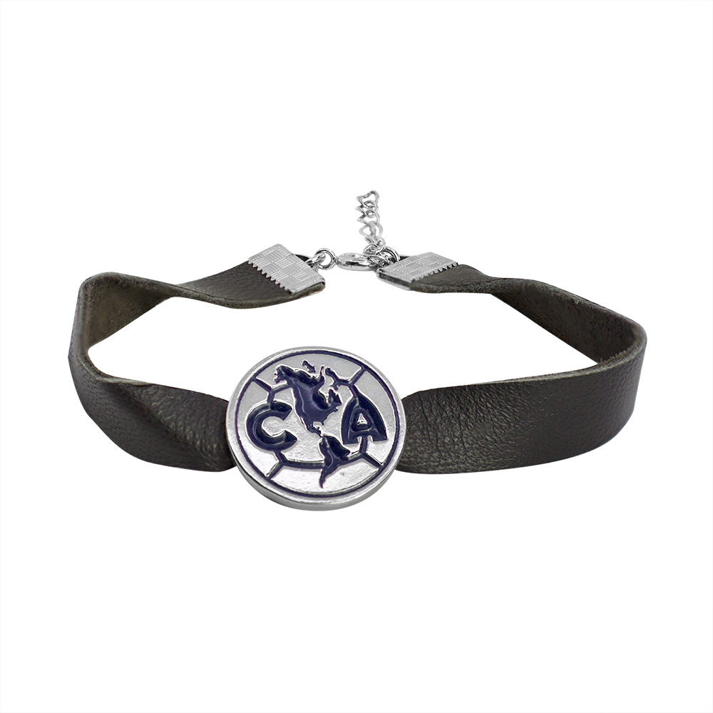Pulsera de Piel Natural Club América Escudo Níquelado.