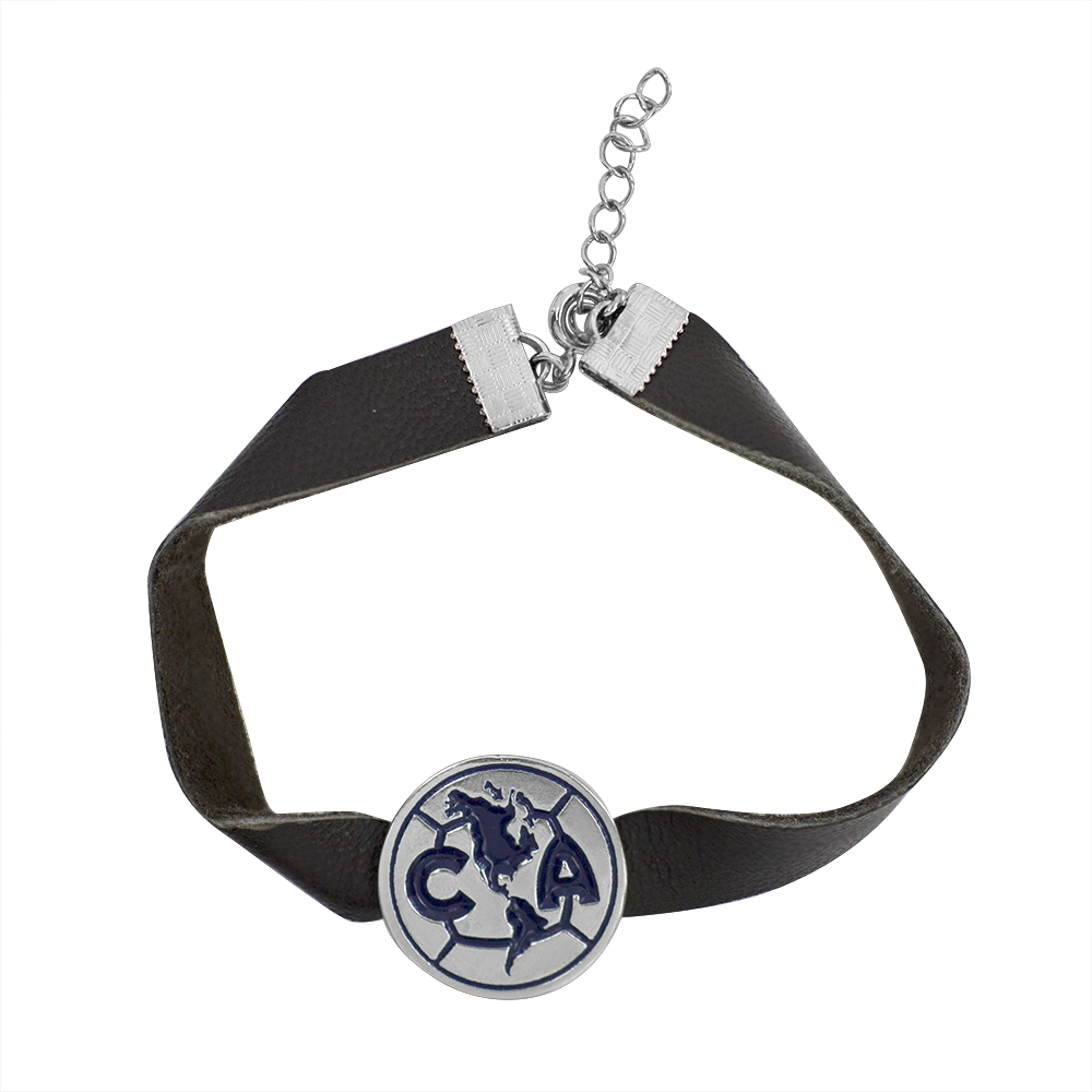 Pulsera de Piel Natural Club América Escudo Níquelado.