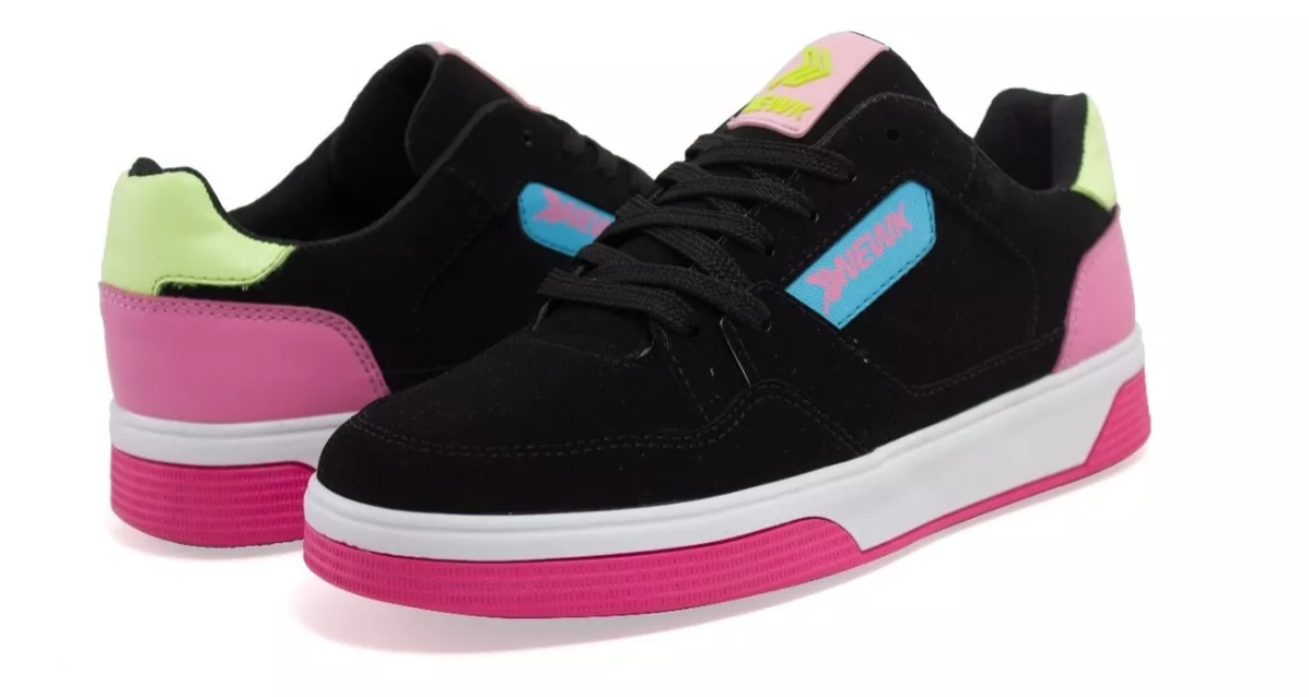 Tenis Newk Mujer Linea Fake Falso Color Negro Rosa