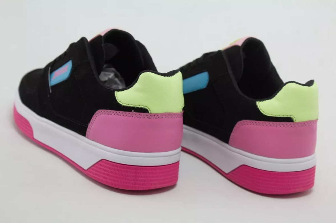 Tenis Newk Mujer Linea Fake Falso Color Negro Rosa