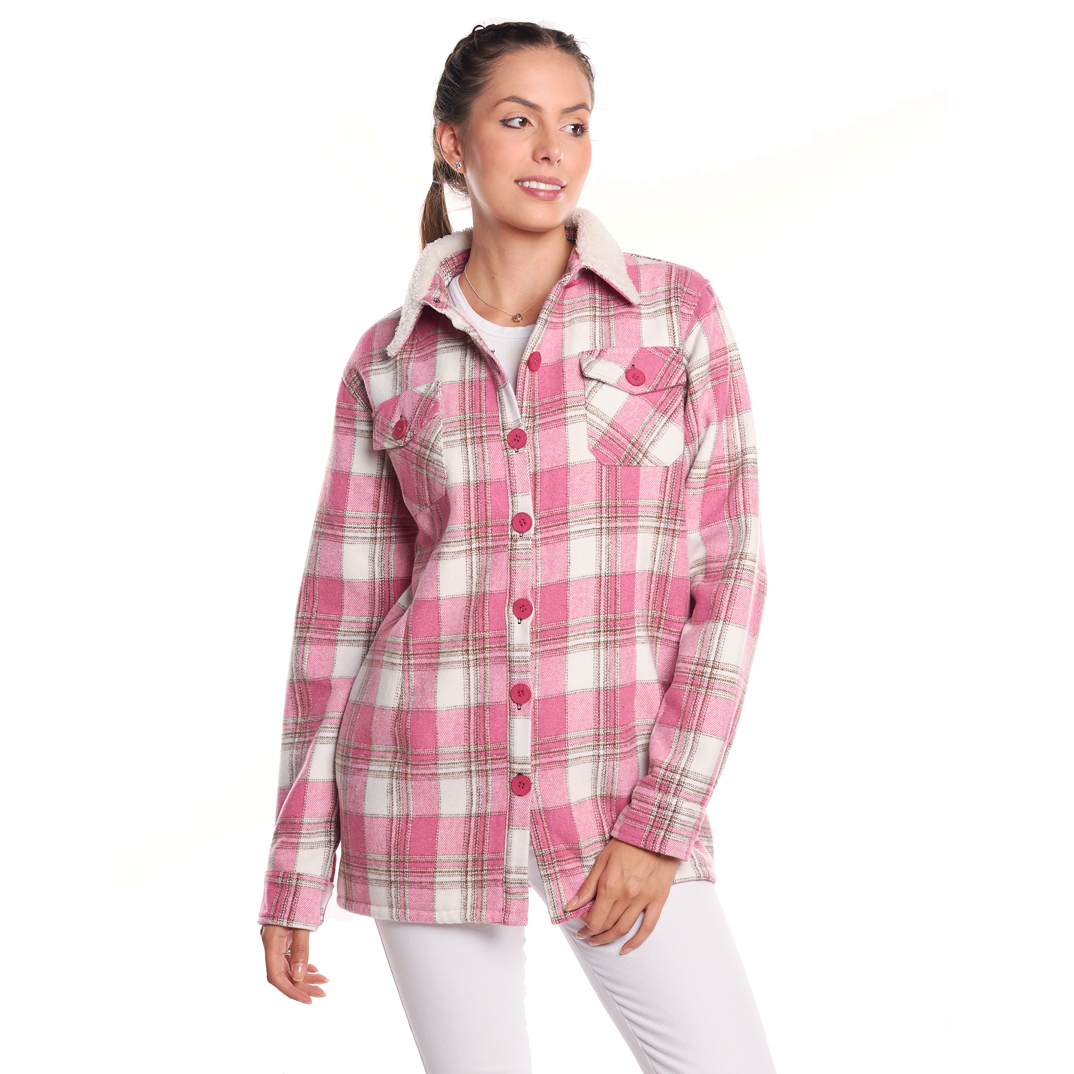 Chamarra a cuadros sobrecamisa Mujer