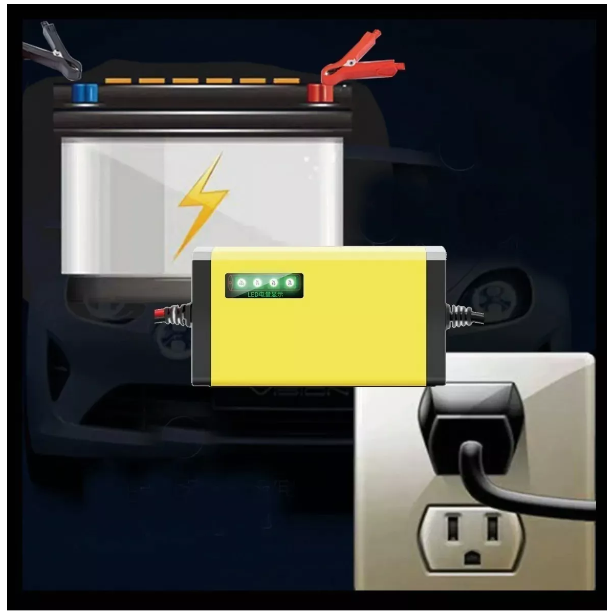 Cargador De Baterías Automotriz Automático Amarillo