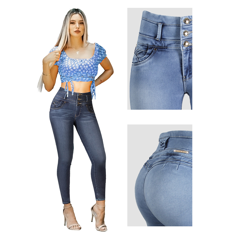 Jean Pantalon Colombiano Levanta Pompa Skinny ANGELES A Praga Jeans PGAC-06.