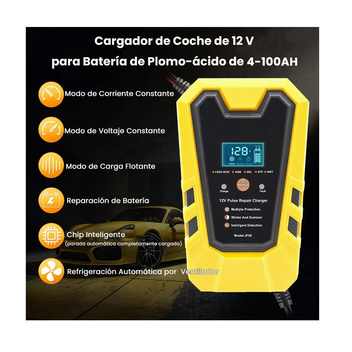 Cargador De Baterías Inteligente Para Batería De Coche/moto
