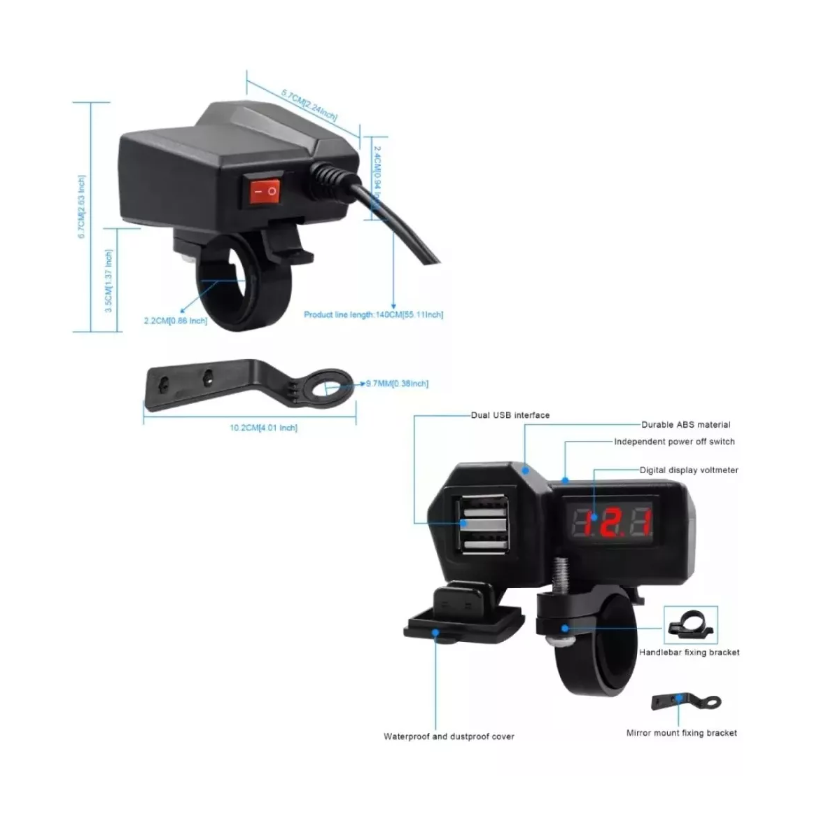 Cargador De Celular Usb Con Pantalla De Voltaje Para Moto