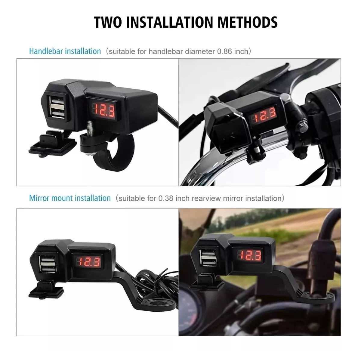 Cargador De Celular Usb Con Pantalla De Voltaje Para Moto