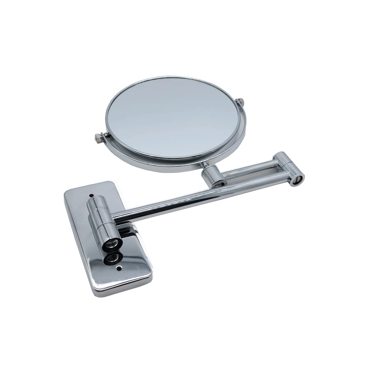 CNX Meer FAUCETS by Espejo de Acero Inoxidable DE 6 Pulgadas con Brazo Movible y Extensible, Espejo para baño Pared(Espejo Redondo para Pared), con Acabado Cromado.