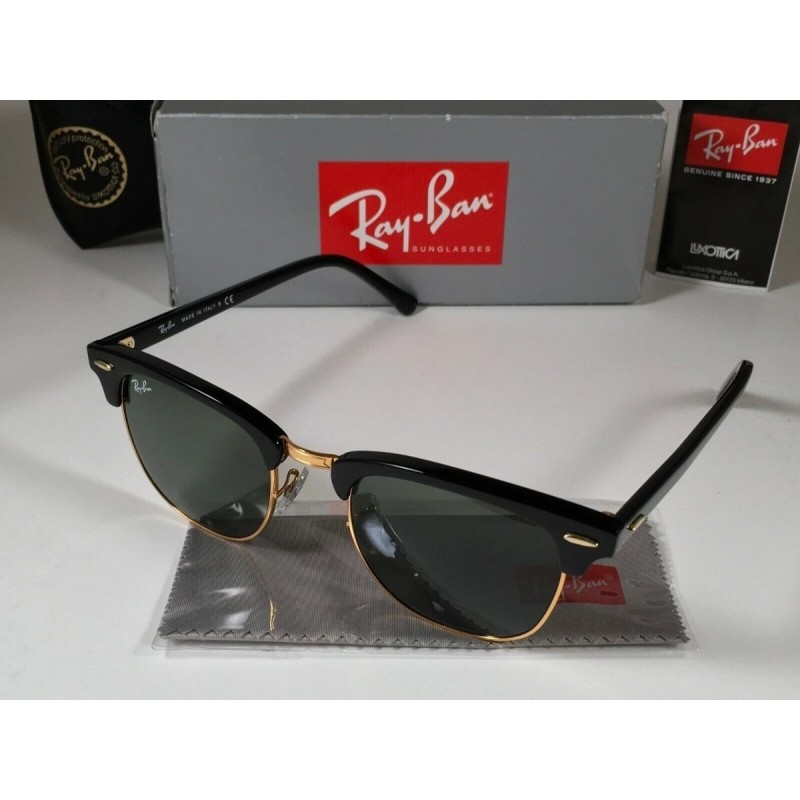 Lentes de sol Ray Ban Rb3016 W0365 Clubmaster Negro G-15 Dorado Original