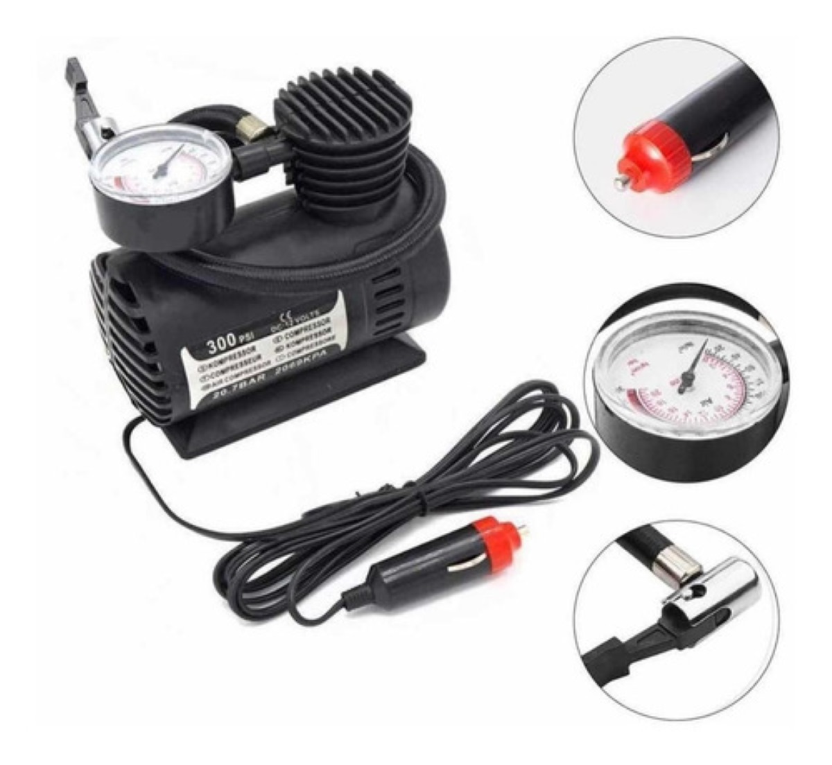 Mini Compresor Aire 12v 300 Psi Bicicletas Moto / E-roca