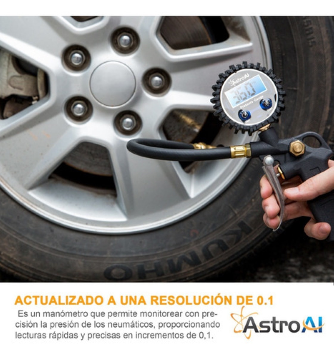 Inflador De Neumáticos Digital Astroai Con Manómetro