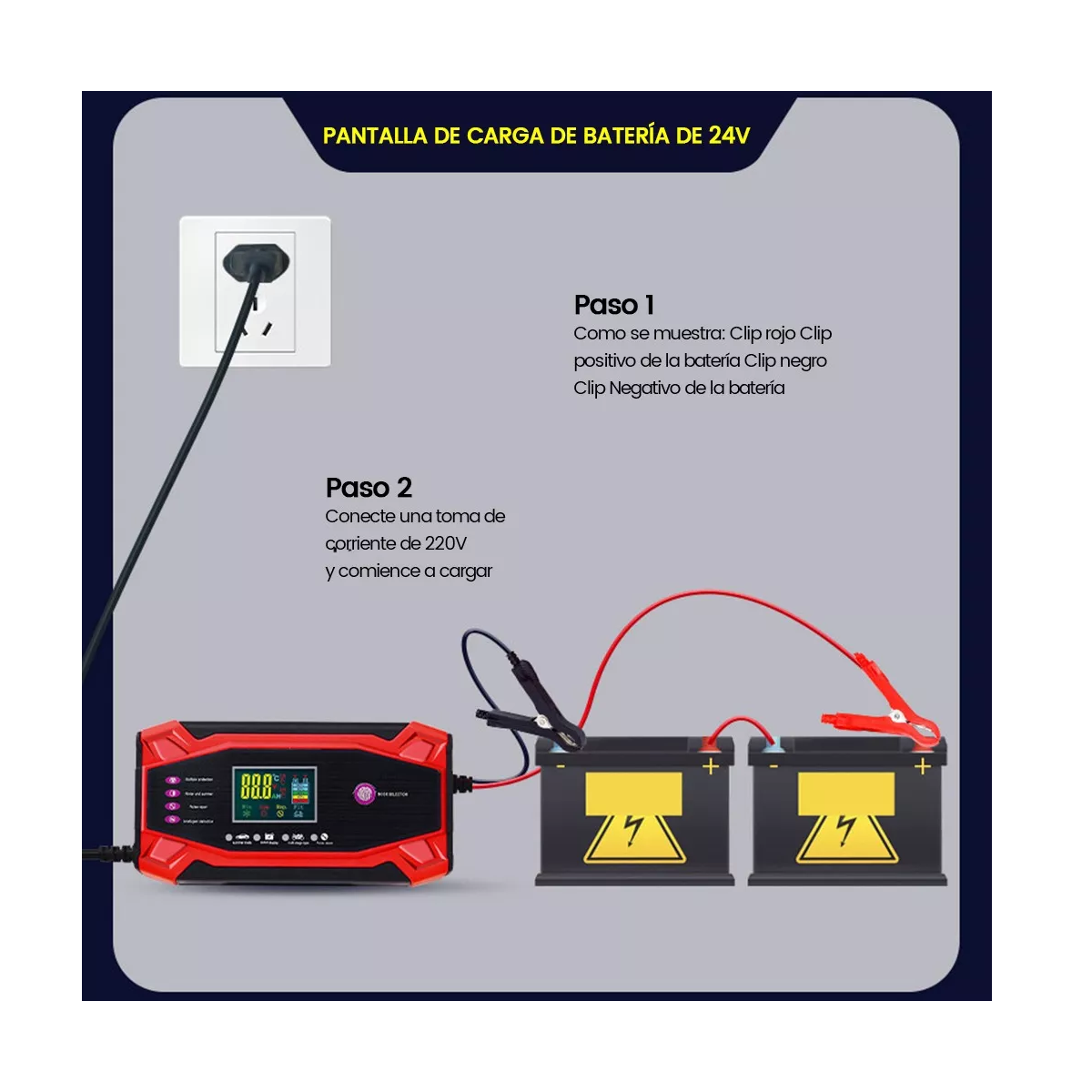 Cargador De Batería Inteligente 12v 24v 10a Para Auto Y Moto Rosa