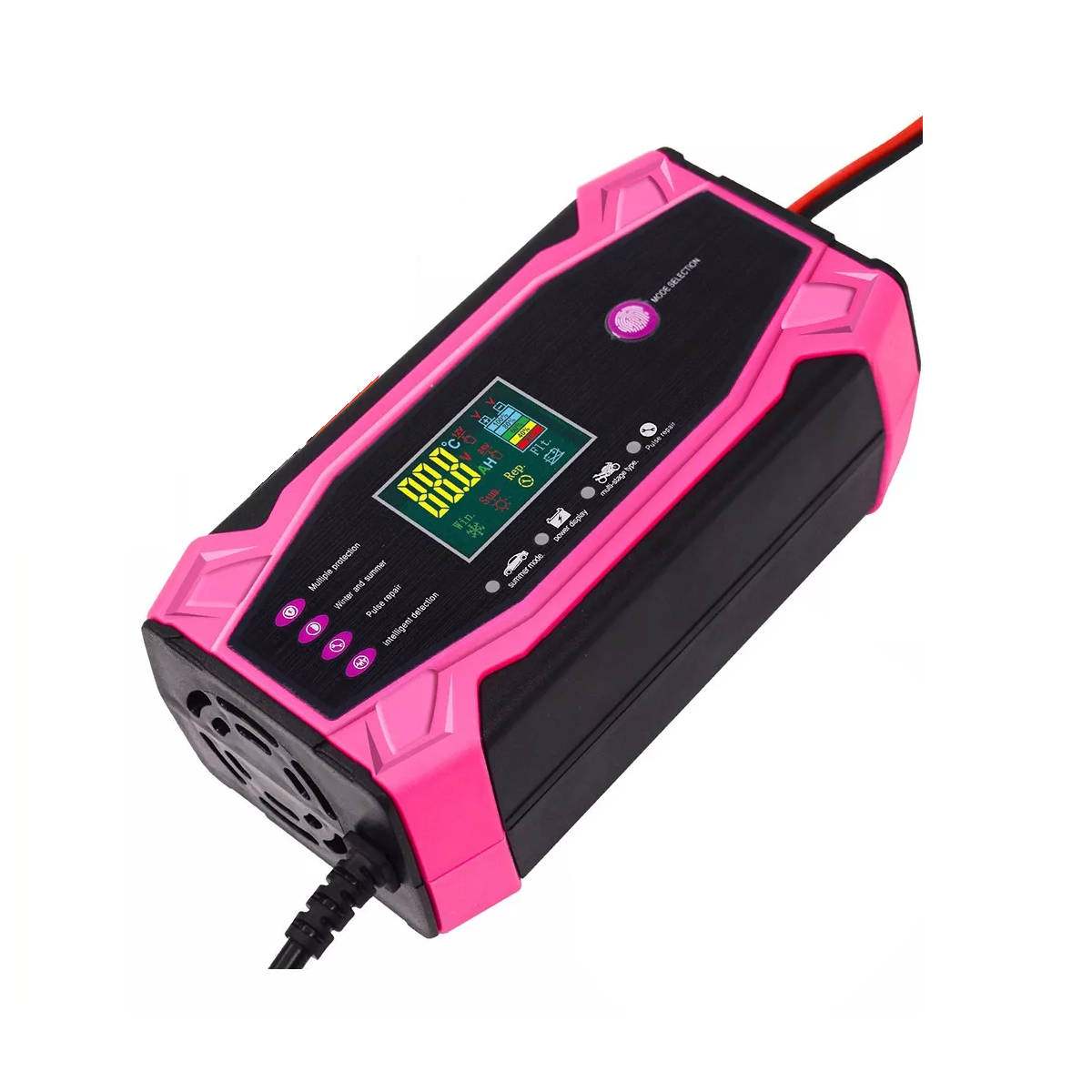 Cargador De Batería Inteligente 12v 24v 10a Para Auto Y Moto Rosa