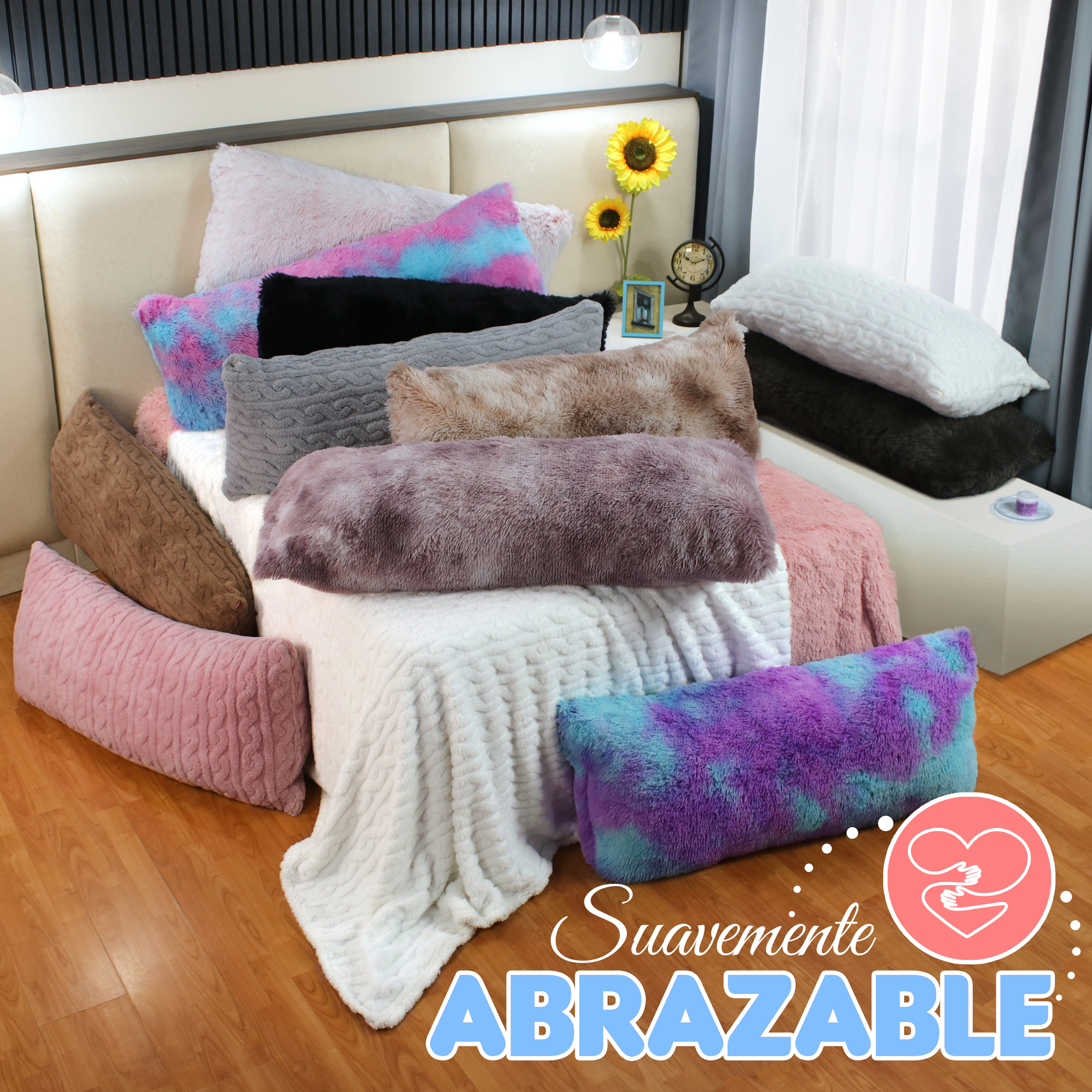 Almohada Abrazable Nevado Coral, Extra Larga Cómoda Super suave.