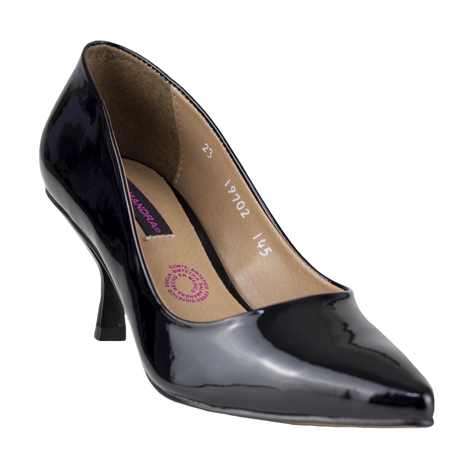 Zapatilla Negra Charol Mujer Salamandra Clasica 19702 Confor.