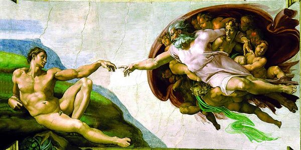 Cuadro Decorativo Canvas La Creación de Adan de Miguel Ángel, fresco en la Capilla Sixtina 120 X 60 cm.