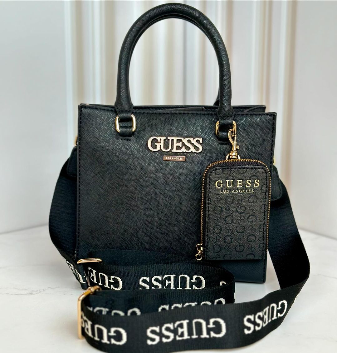 Bolso Satchel Pequeño De Piel Sintética Saffiano Guess Original