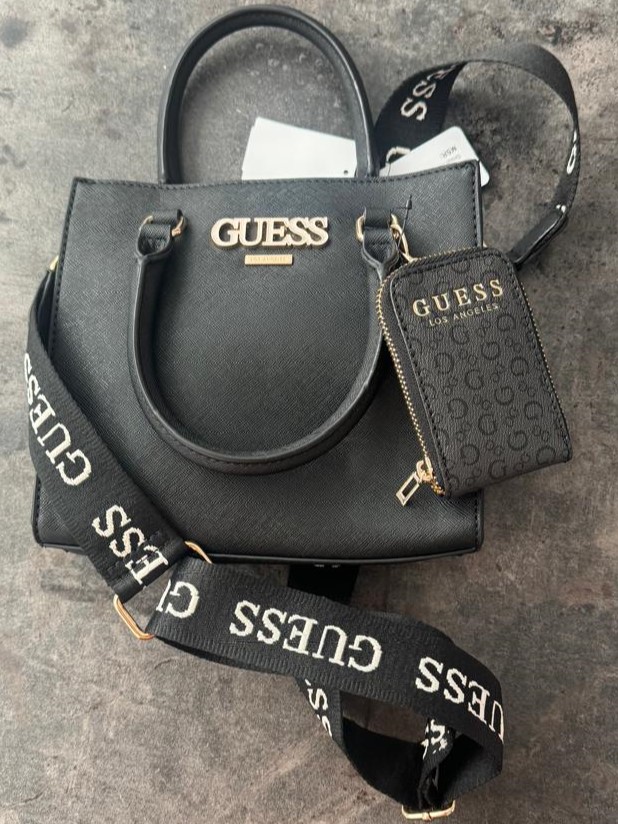 Bolso Satchel Pequeño De Piel Sintética Saffiano Guess Original