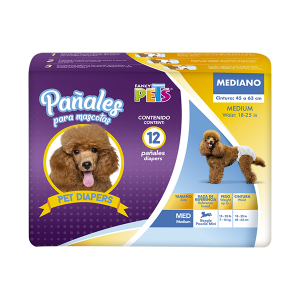 PAÑAL MEDIANO PARA PERRO - 12 PZ
