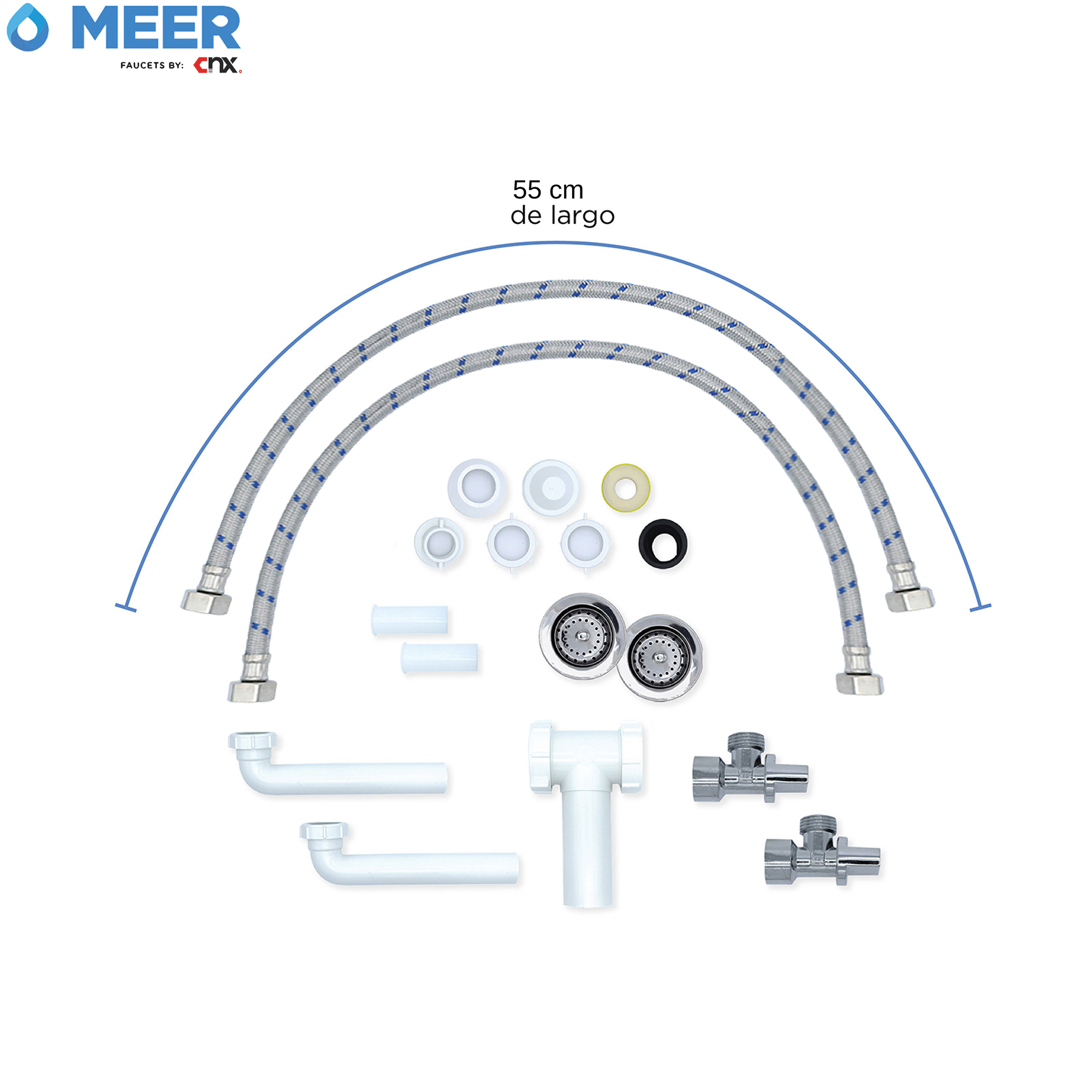 Tarja Doble En Acero. Inox. Incluye Mezcladora Monomando Y kit de instalación.