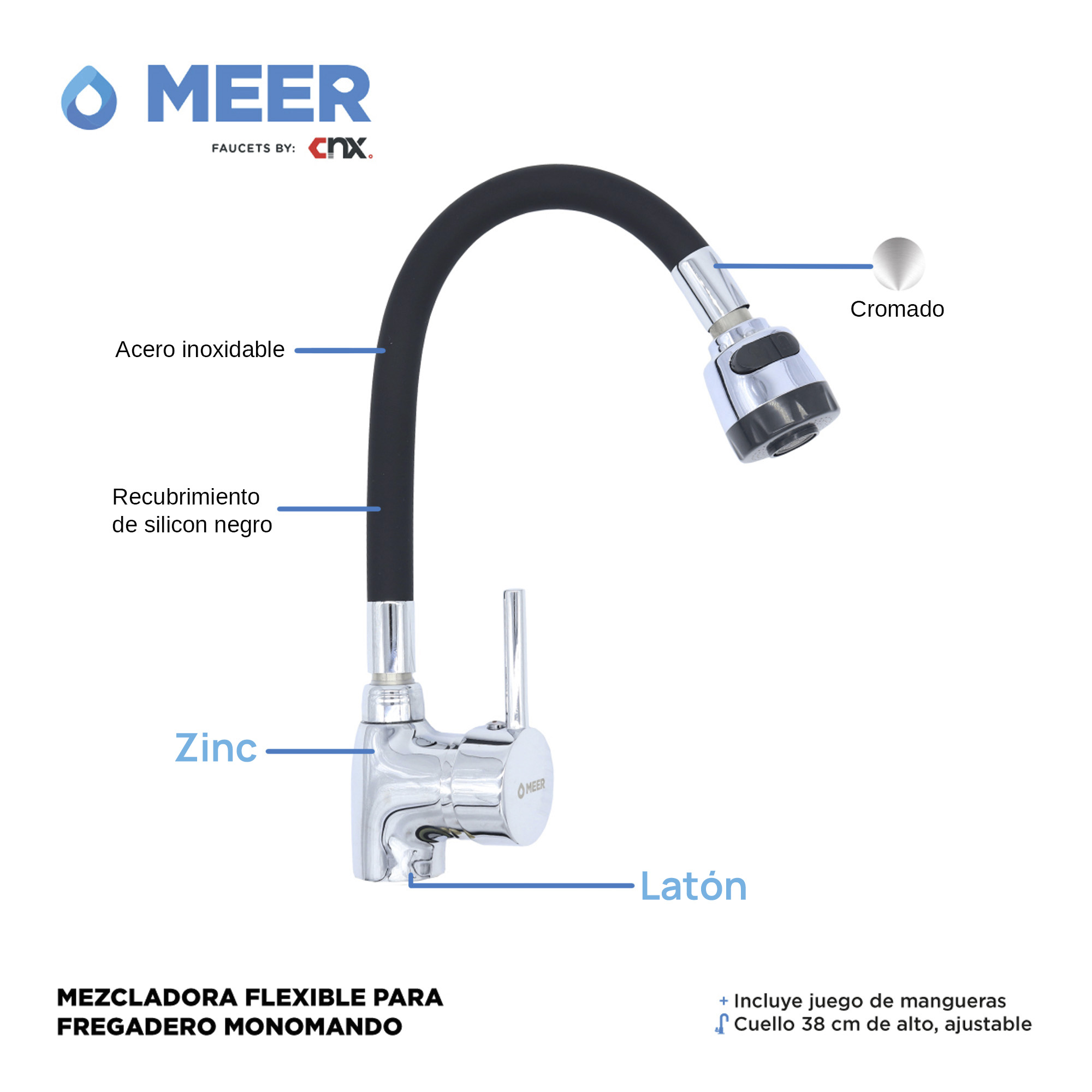 Tarja Doble En Acero. Inox. Incluye Mezcladora Monomando Y kit de instalación.