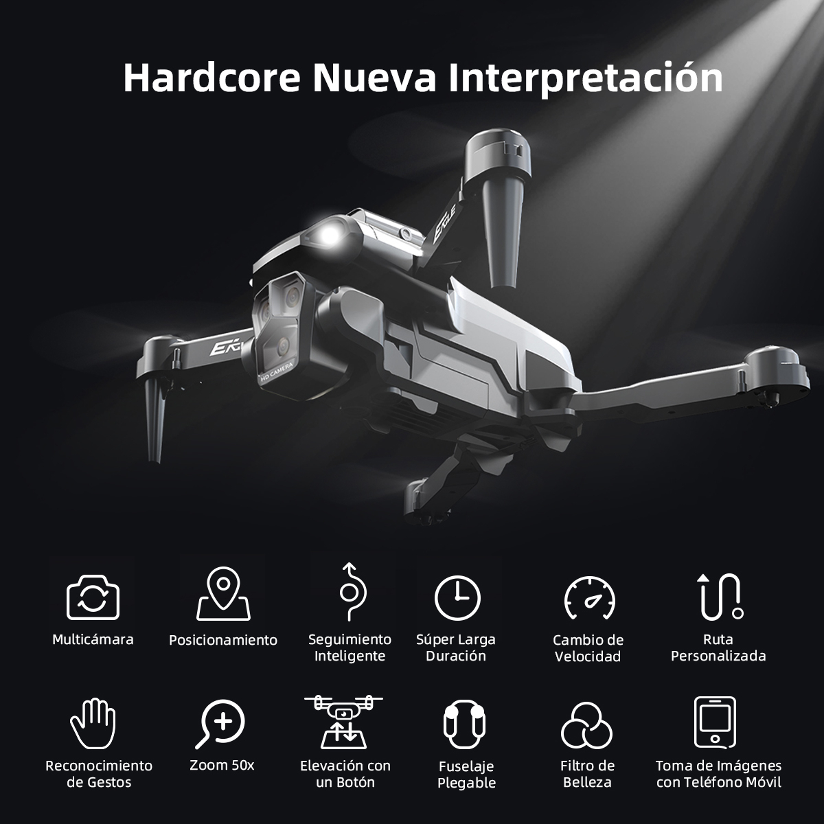 Mini Drone HYTOBP 4k con Cámara Profesional Control Remoto FPV HD 2.4GHz 3 Baterías