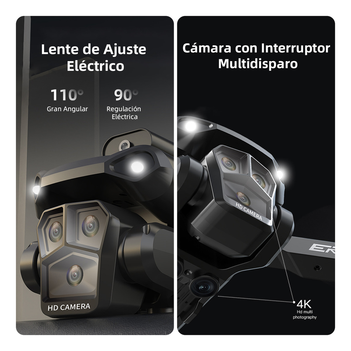 Mini Drone HYTOBP 4k con Cámara Profesional Control Remoto FPV HD 2.4GHz 3 Baterías